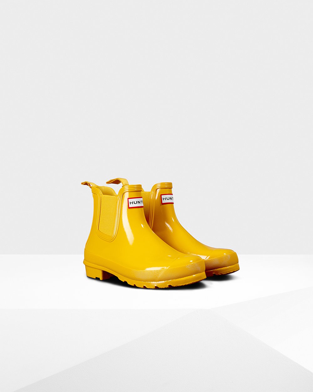 Womens Hunter Chelsea Boots Yellow - Original Gloss - 3572890-ZS